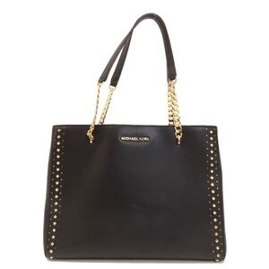 Michael Kors Black Tote with Gold Studs